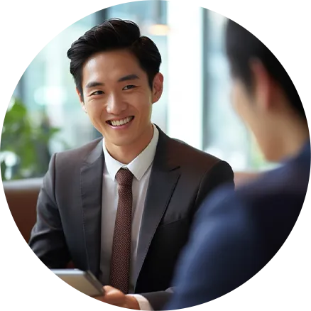 企業様との面談を受けている様子